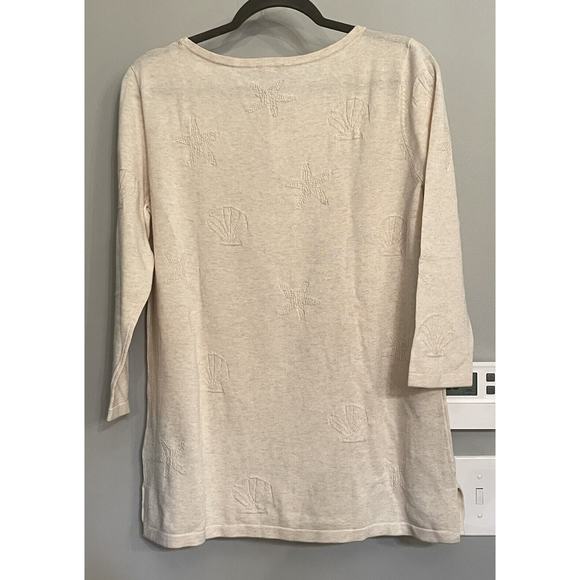Talbots Sweater Lightweight 3/4 Sleeve Sea Shells Women’s Medium NWT - Picture 4 of 14